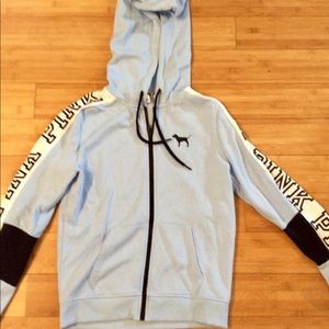 PINK Victoria Secret zip up baby blue size small